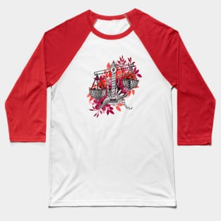 Libra Floral Watercolor Doodle Baseball T-Shirt